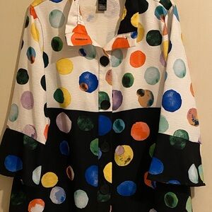Ali Miles dotted Artsy Multicolor Textured Top Size XL